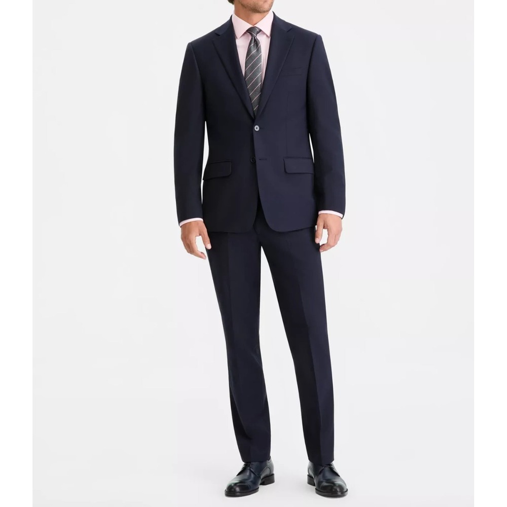 Calvin Klein Men's Slim Fit Wool Blend 2-pc Suit Navy Jacket 40R Pants 36W 30L